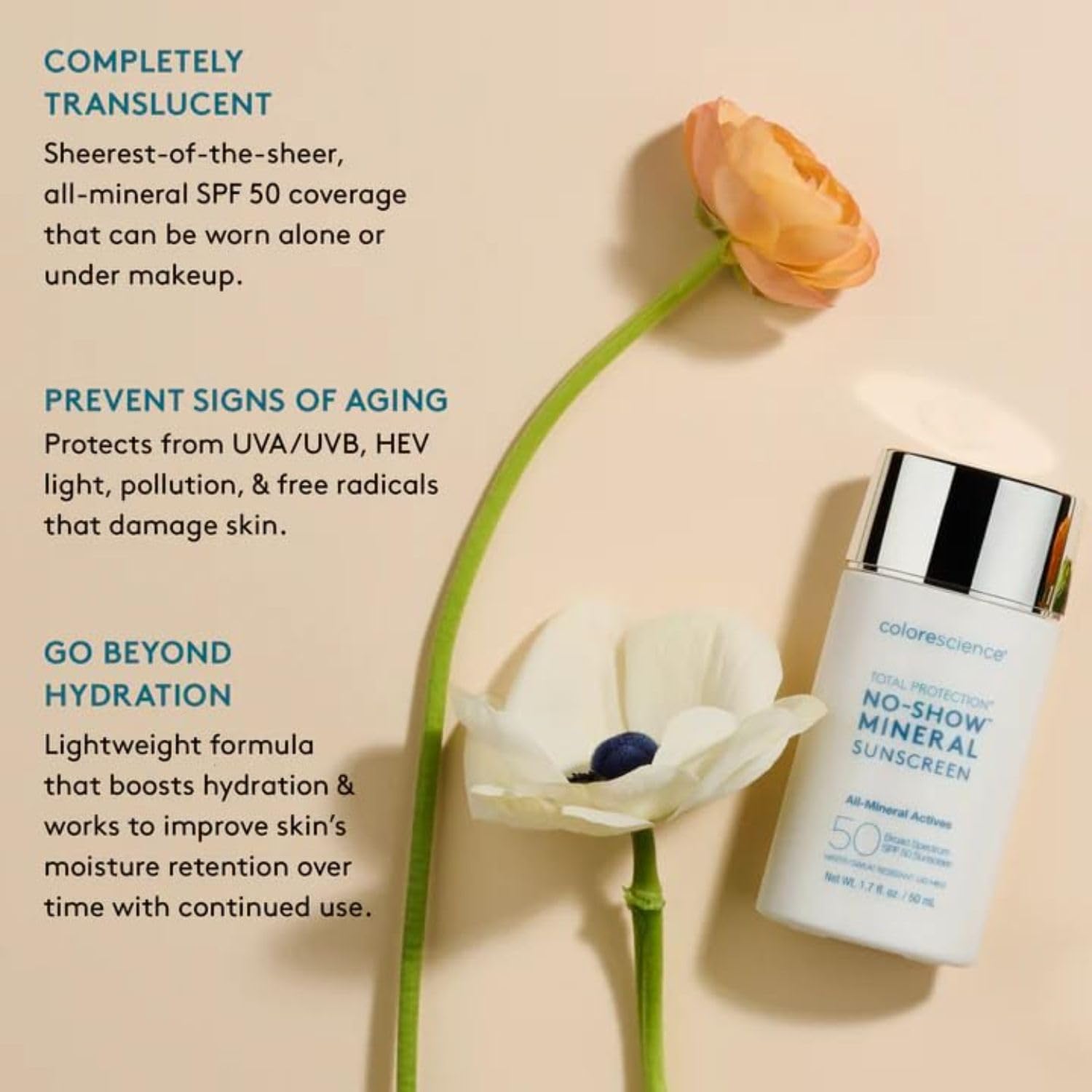 Colorescience
Spf 50 Total Protection No-show Mineral Sunscreen