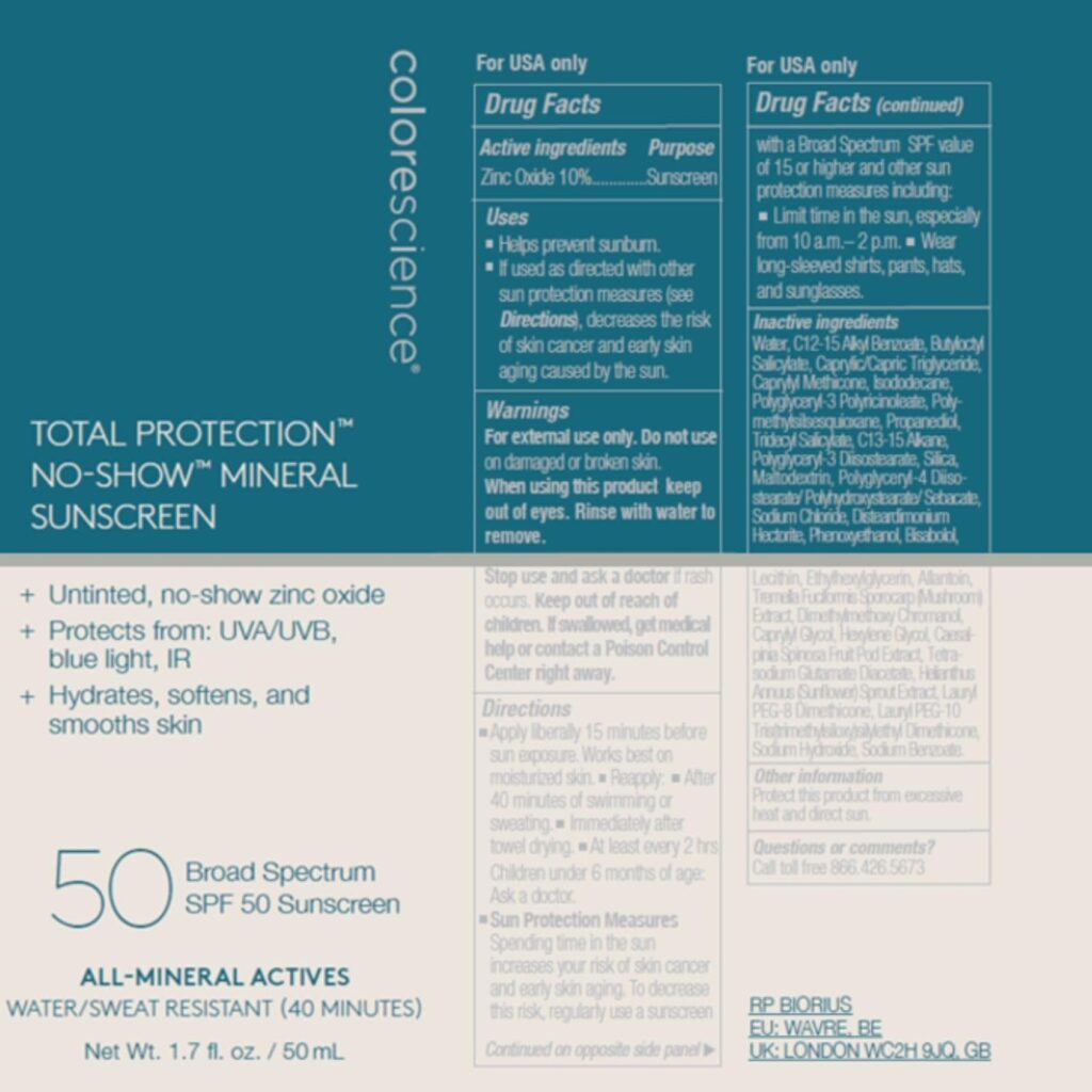 Colorescience
Spf 50 Total Protection No-show Mineral Sunscreen